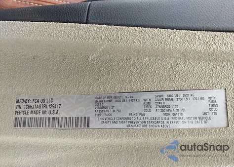 2024 Jeep Gladiator Nighthawk z USA, uszkodzony, nr VIN 1C6HJTAG7RL129417